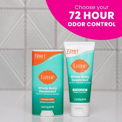 Lume Cream Deodorant Tube Minted Cucumber Aluminum-Free 2.2oz - New