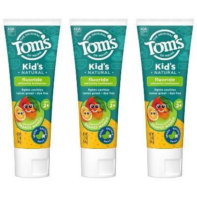 Tom's of Maine Kid's Toothpaste Orange-Mango 5.1oz/3ct - Imperfect Box