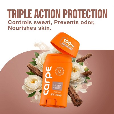 Carpe Women's 100H Sweat & Odor Control Deodorant Soft Cashmere 1.76oz - Imperfect Container