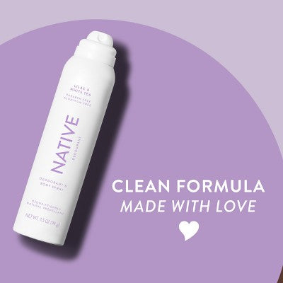 Native Spray Deodorant for Women & Men Lilac & White Tea Aluminum-Free 3.5oz - Imperfect Container