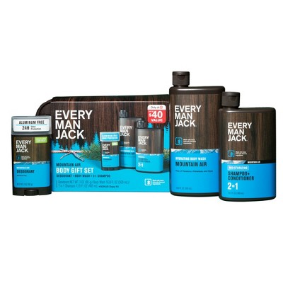 Every Man Jack Mountain Air Holiday Body Dopp Bag Gift Set 3ct - New