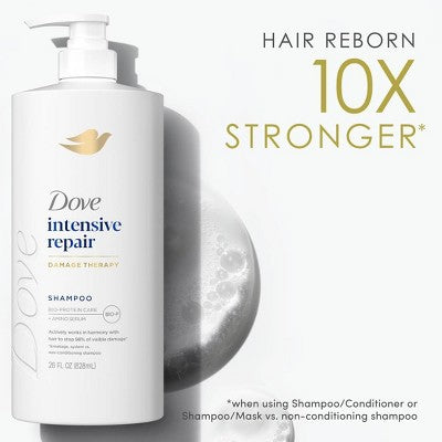 Dove Beauty Intensive Repair Hair Shampoo Pump with Glutamic Amino Serum & Bio-Protein Care 28 fl oz - Imperfect Container
