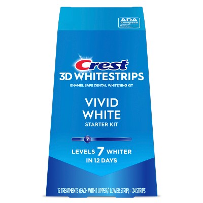 Crest 3D Whitestrips Vivid White Teeth Whitening Kit 12 Treatments - Imperfect Box