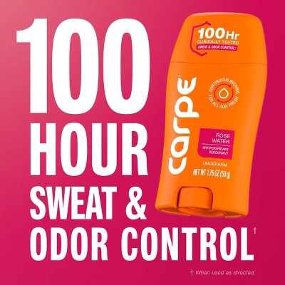 Carpe Women's 100HR Sweat & Odor Control Antiperspirant Deodorant Rose Water 1.76oz - Imperfect Container