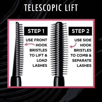 L'Oreal Paris Telescopic Lift Volumizing Mascara 36HR Wear Black 991 0.33 fl oz - New