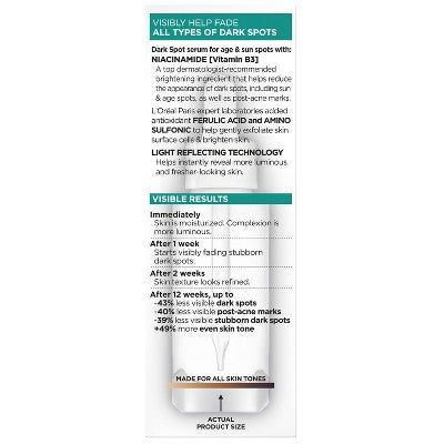 L'Oreal Paris Bright Reveal 12% Niacinamide Dark Spot Serum 1 floz - Imperfect Box
