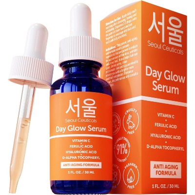 Seoul Ceuticals Korean Skin Care K Beauty 20% Vitamin C Hyaluronic Acid Serum + CE Ferulic Acid Provides Potent 1oz - Imperfect Box
