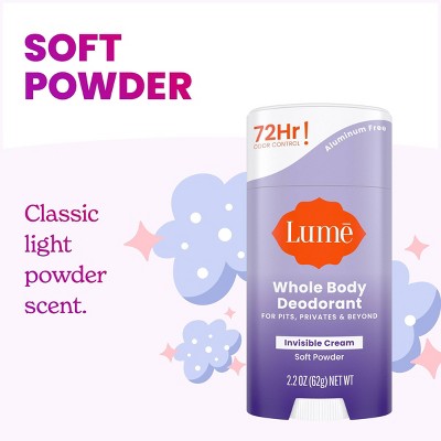 Lume Whole Body Women's Deodorant Invisible Cream Stick Soft Powder Scent 2.2oz - Imperfect Container