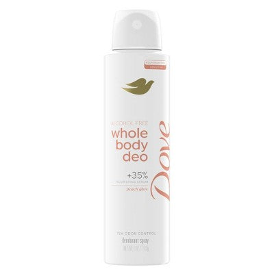 Dove Beauty Alcohol Free & Whole Body Deodorant Spray Peach Glow 4oz - Imperfect Container