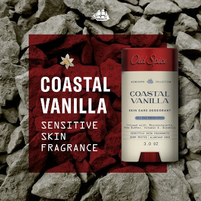 Old Spice Men All Day Freshness Windborn Collection Deodorant Coastal Vanilla 3oz - New
