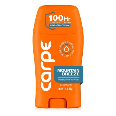 Carpe Men's 100HR Sweat & Odor Control Antiperspirant Deodorant Mountain Breeze 1.76oz - Imperfect Container