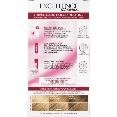 L'Oreal Paris Excellence Triple Protection Permanent Hair Color 6.3 fl oz 8.5A - Missing Box