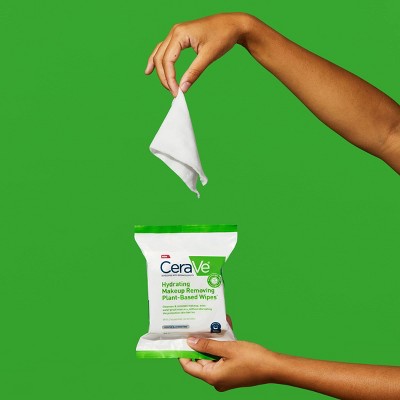 CeraVe Hydrating Makeup Remover Wipes, Plant Based Facial Cleansing Wipes 25ct - Imperfect Container