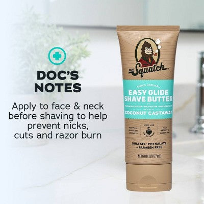 DR. SQUATCH Men's Natural Shave Butter Coconut Castaway 6 fl oz - Imperfect Container