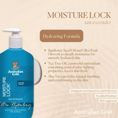 Australian Gold Moisture Lock Tan Extender Lotion 16 fl oz - New