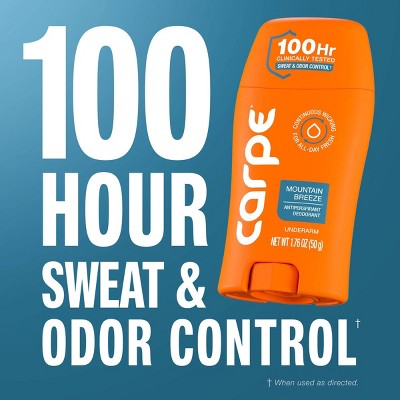 Carpe Men's 100HR Sweat & Odor Control Antiperspirant Deodorant Mountain Breeze 1.76oz - Imperfect Container