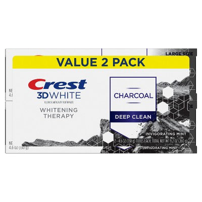Crest 3D Whitening Therapy Charcoal Toothpaste 4.6oz/2pk - Imperfect Box