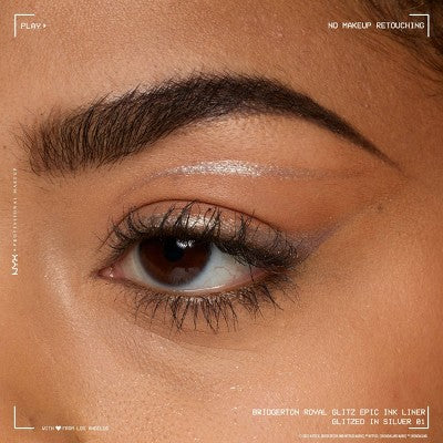 NYX Professional Makeup Bridgerton Royal Epic Ink Glitz Metallic Eyeliner Glitzed In Silver 0.03 fl oz - Imperfect Box