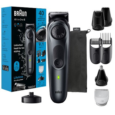 BRAUN ALL-IN-ONE STYLE KIT SERIES 5 AIO5490 RECHARGEABLE 9-IN-1 BODY, BEARD; HAIR TRIMMER - Imperfect Box