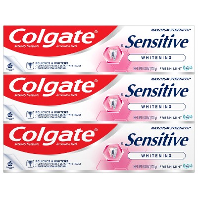 Colgate Sensitive Toothpaste Maximum Strength with Whitening Fresh Mint Gel 6oz/3pk - Imperfect Box