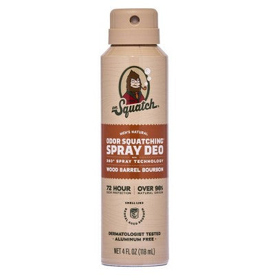 DR. SQUATCH Men's Deodorant Spray Natural Wood Barrel Bourbon 4 fl oz - New
