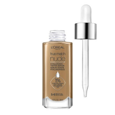 L'Oreal Paris True Match Hyaluronic Tinted Serum Skincare Hybrid 5-6 Medium-Tan 1 fl oz - New