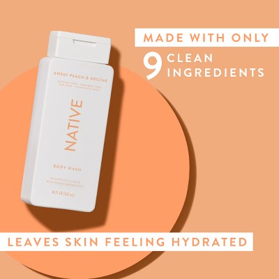 Native Body Wash Sweet Peach & Nectar Sulfate Free 18 fl oz - Imperfect Container