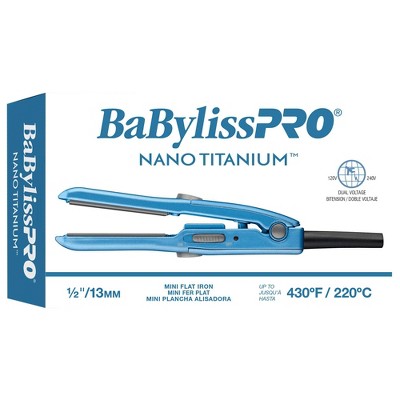 BaBylissPRO Nano Titanium Mini Flat Iron & Pouch Blue - New