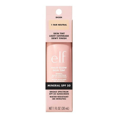 e.l.f. Halo Glow Skin Tint Light Coverage Foundation Mineral SPF 50 1 Fair Neutral 1 fl oz - Imperfect Box