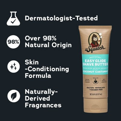 DR. SQUATCH Men's Natural Shave Butter Coconut Castaway 6 fl oz - Imperfect Container