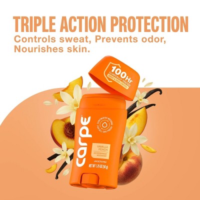 Carpe Women's 100HR Sweat & Odor Control Antiperspirant Deodorant Vanilla Peach 1.76oz - Imperfect Container