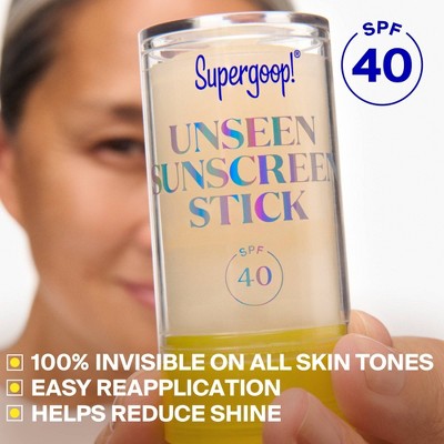 Supergoop! Unseen Clear & Invisible Face Sunscreen Stick SPF 40 0.7oz - Imperfect Container