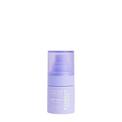 Naked Sundays Hydrating Glow Mini Mist Sunscreen Top Up Spray SPF 50+ 30ml - New