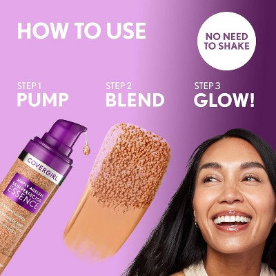 COVERGIRL Simply Ageless Skin Perfector Essence Vegan Foundation 75 Rich Deep 1 fl oz - New