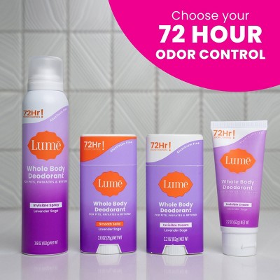 Lume Whole Body Women's Invisible Cream Tube Deodorant Lavender Sage Scent 2.2oz - New