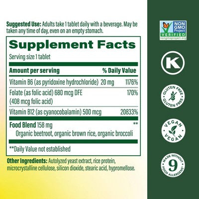 MegaFood Vegan Vitamin B12, Vitamin B Supplement 30ct - New