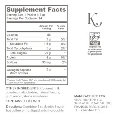 Vital Proteins Collagen Creamer Vanilla Stick Pack Box 0.46oz - New