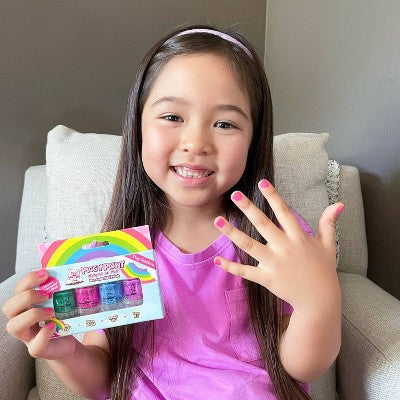 Piggy Paint Non-Toxic Nail Polish Set for Kids Stay Positive Rainbow 0.48 fl oz/4ct - Imperfect Box
