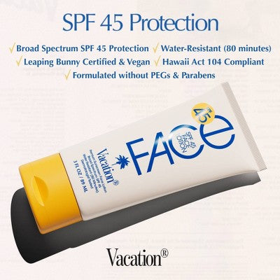Vacation Sunscreen Classic Face Lotion SPF 45 3 fl oz - Imperfect Container