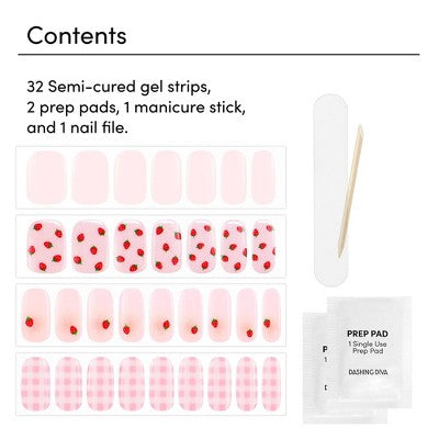 Dashing Diva Limited Edition Glaze Semi-Cured Gel Nail Polish Strips Central Park Picnic 32ct - New