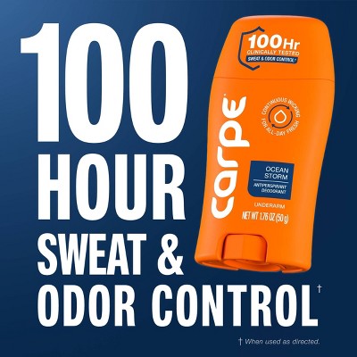 Carpe Men's 100HR Sweat & Odor Control Antiperspirant Deodorant Ocean Storm 1.76oz - Imperfect Container