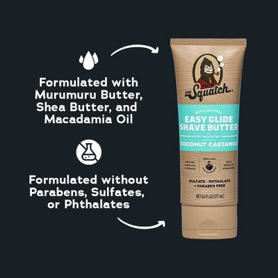 DR. SQUATCH Men's Natural Shave Butter Coconut Castaway 6 fl oz - Imperfect Container