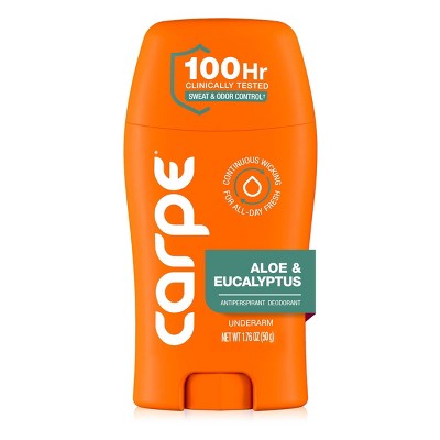 Carpe Men's 100HR Sweat & Odor Control Antiperspirant Deodorant Aloe & Eucalyptus 1.76oz - Imperfect Container