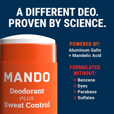 Mando Deodorant Plus Sweat Control Extra Strength Smooth Solid Stick Cedar Grove 2.6oz - Imperfect Container