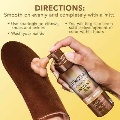 Jergens Glow Instant Moisturizing Self Tanner Tanning Foam Light Bronze Tan 6 fl oz - New