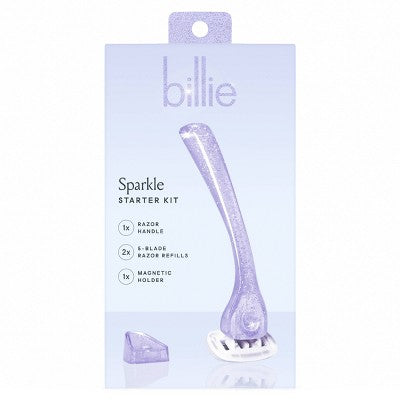 Billie Women's Sparkle Razor Kit 1 Handle + Magnetic Holder + 2 Blade Refills - New