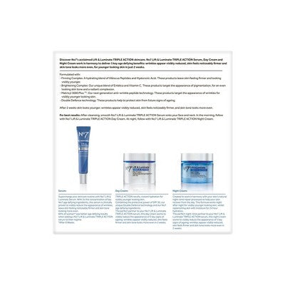No7 Lift & Luminate Triple Action 3-Piece Skincare System 3ct - Imperfect Box