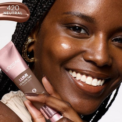 L'Oreal Paris Lumi Le Glow Tint Liquid Skin Tint 420 Neutral 0.84 fl oz - Imperfect Container