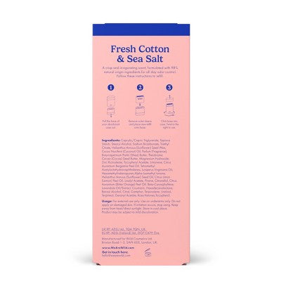 Wild Cosmetics Love Heart Case Deodorant Fresh Cotton & Sea Salt 1.4oz - Imperfect Box