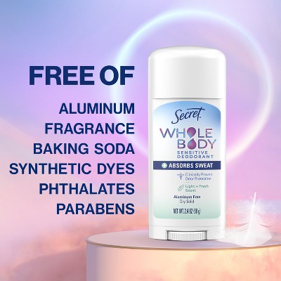 Secret Dry Feel Whole Body Deodorant - Light & Fresh 2.4oz - New